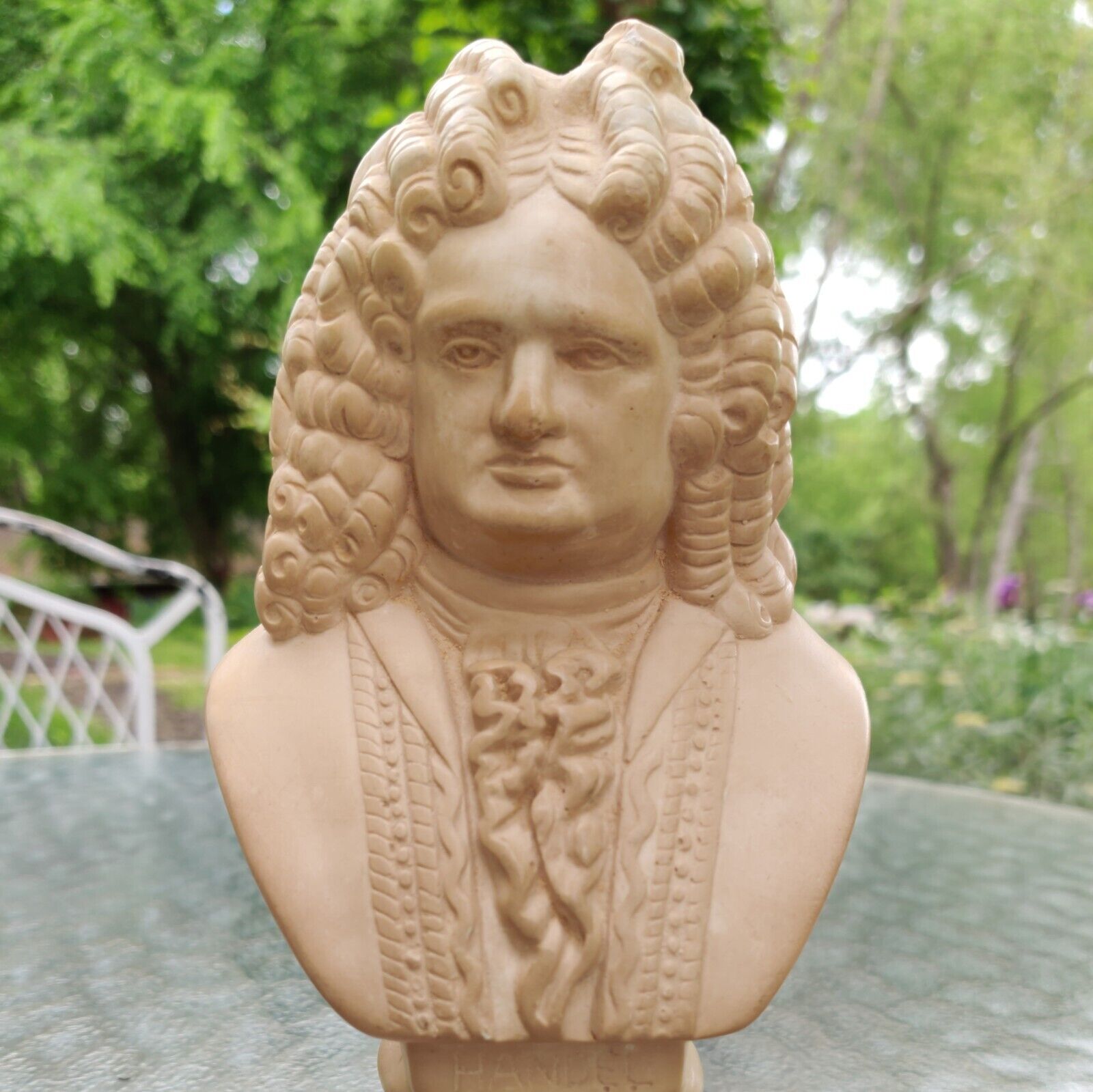 Vtg Handel Bust Sculpture/Classical Art Inspired Plaster/ Chalkware Marked 