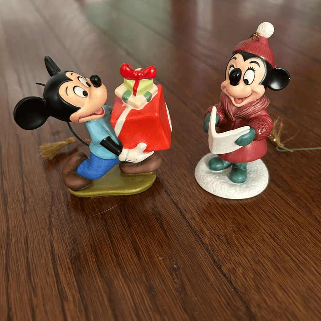 Vintage DISNEY Mickey Minnie Mouse Christmas Ornaments LOT of 2 1995 1998 EUC