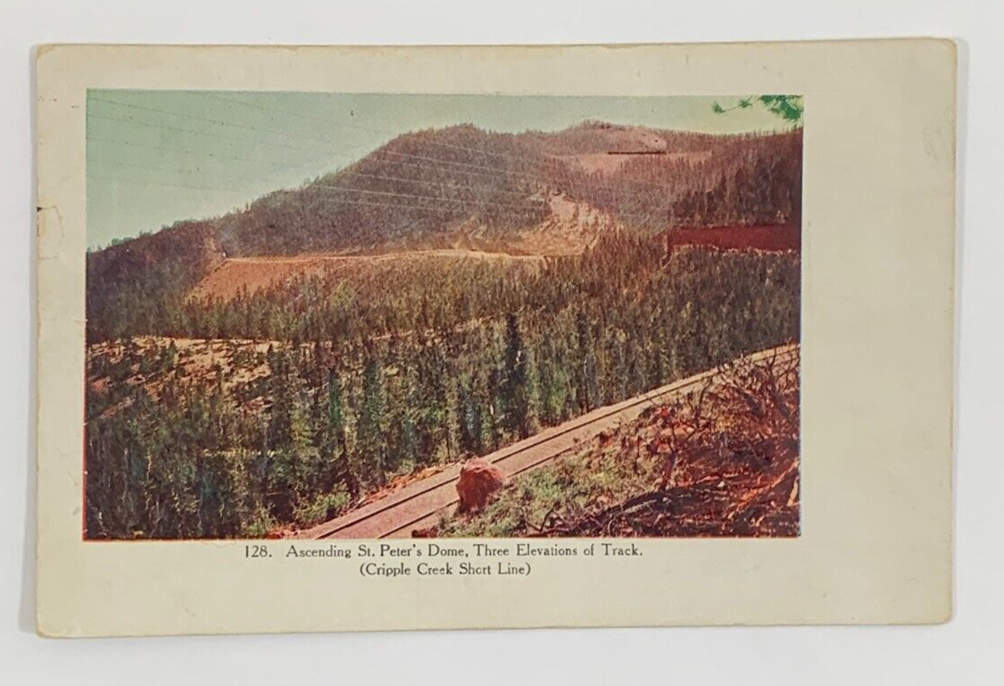 Ascending St. Peters Dome Three Elevations of Track Colorado Postcard Posted