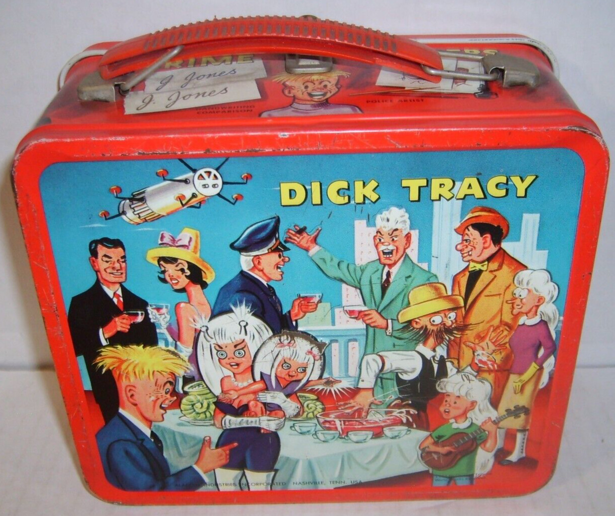 Vintage 1967 DICK TRACY ALLADDIN METAL LUNCH BOX - No Thermos