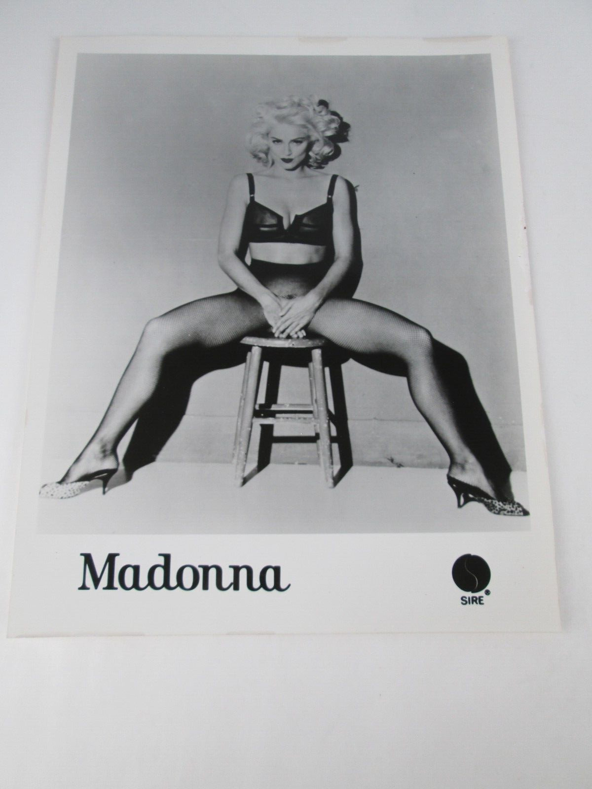 Vintage Madonna Press Photo Sire Records Black White Sexy Chair Body 8 x 10