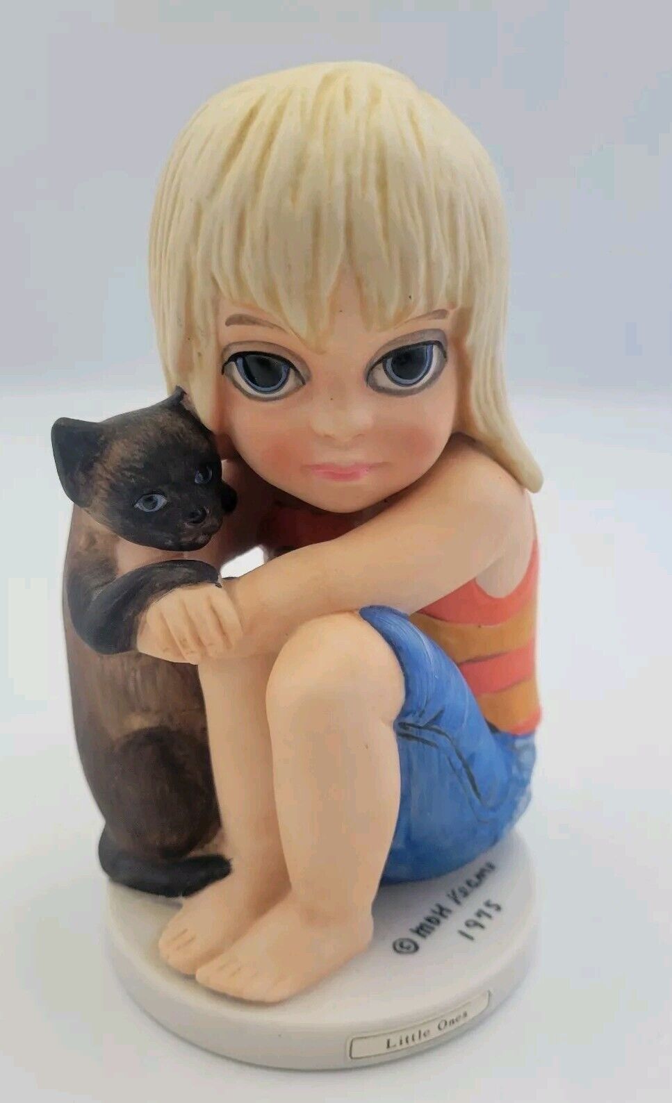 Vtg 1975 MARGARET KEANE Big Eyes Girl w Cat LITTLE ONES Figurine Grossman Design