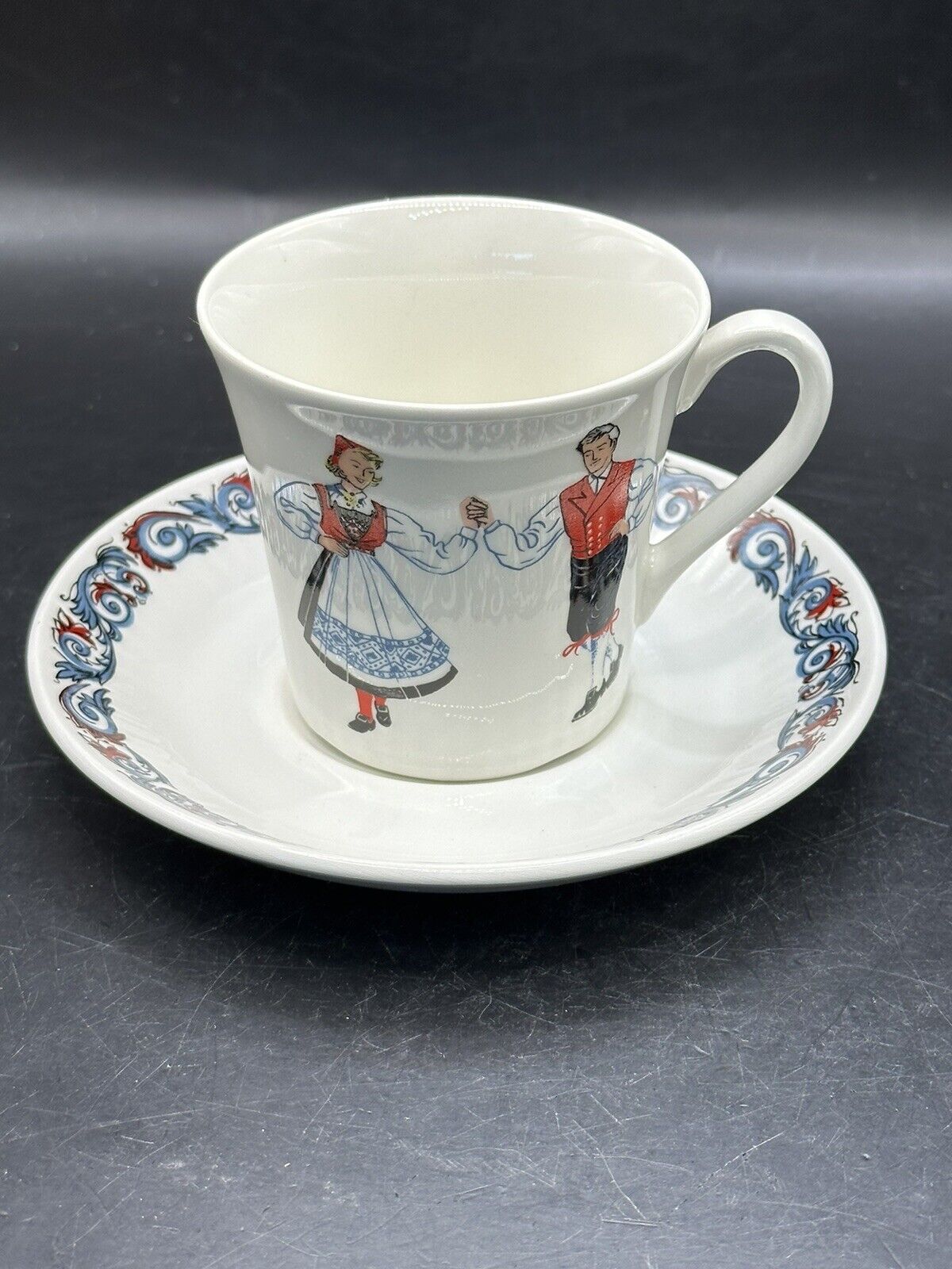 Figgjo Norway Hardanger Dancers Cup and Saucer Set