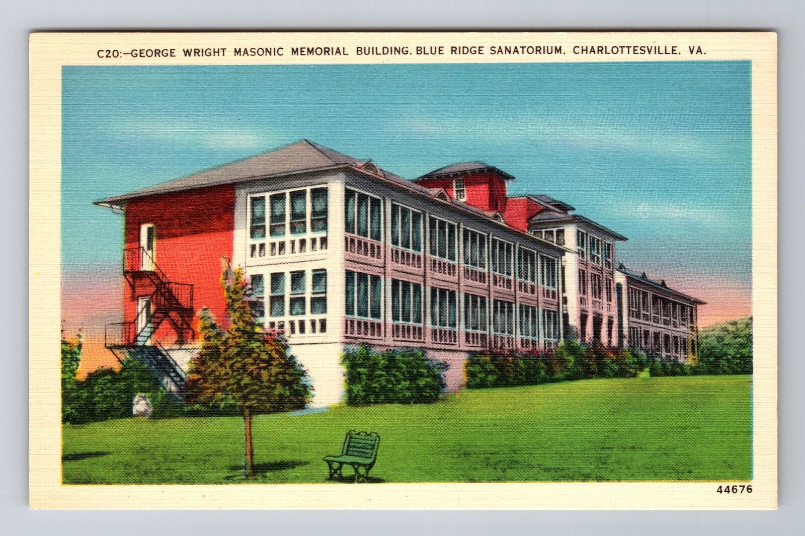 Charlottesville VA-Virginia, George Wright Masonic Building, Vintage Postcard