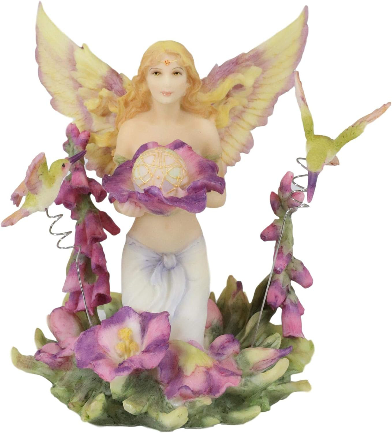 Ebros Gift Jody Bergsma Faith Fairy Naiad Purple Flower Goddess with Statue Tall