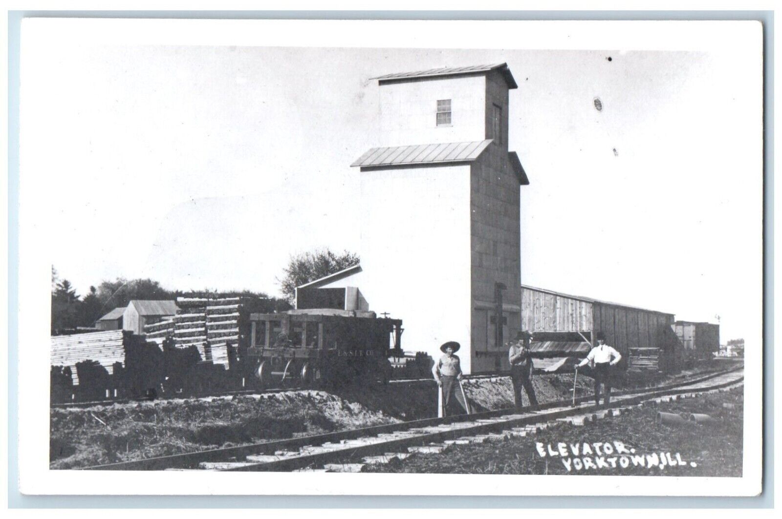 c1950's Grain Elevator Railroad Bureau County Yorktown IL RPPC Photo Postcard