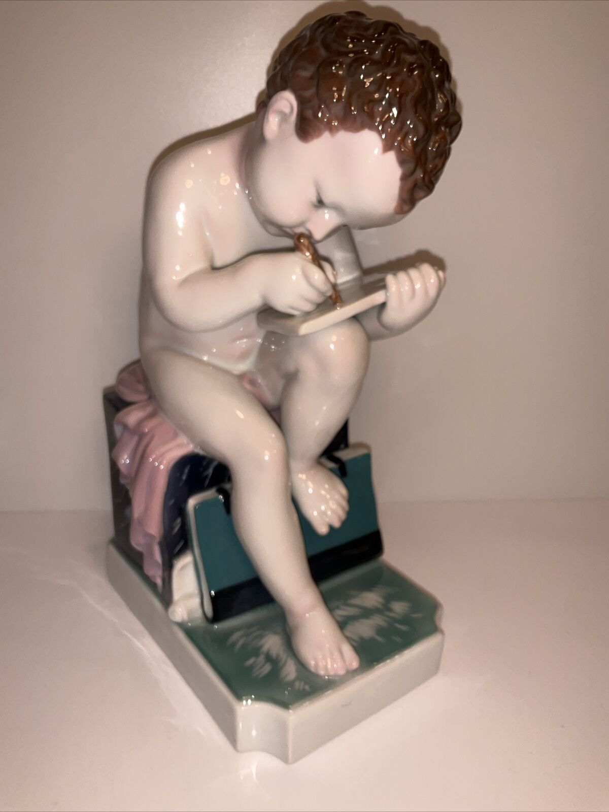 Antique Rare Volkstedt Karl Ens Figurine Porcelain Putto, Germany