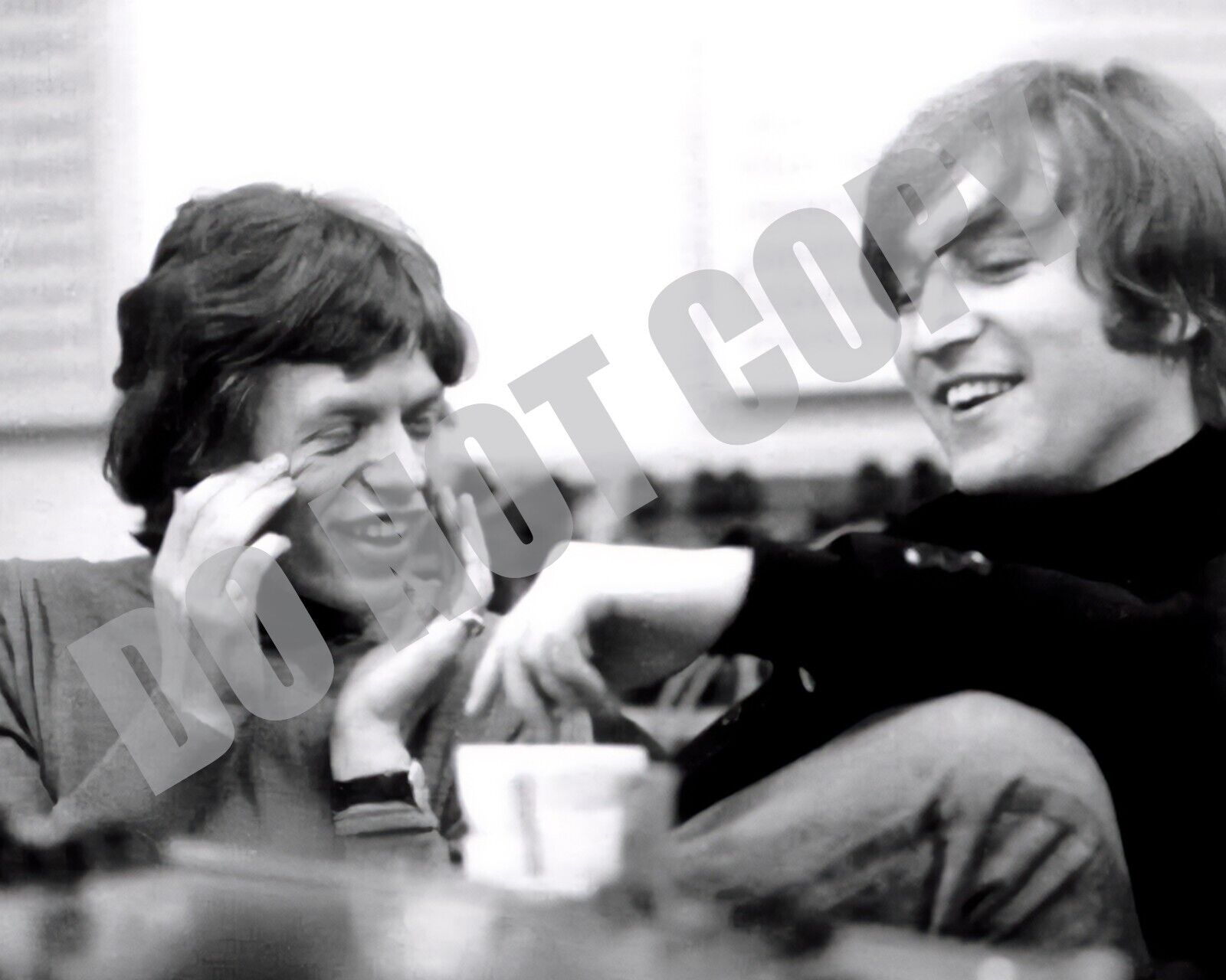 Mick Jagger Rolling Stones John Lennon Beatles Having Coffee 8x10 Photo