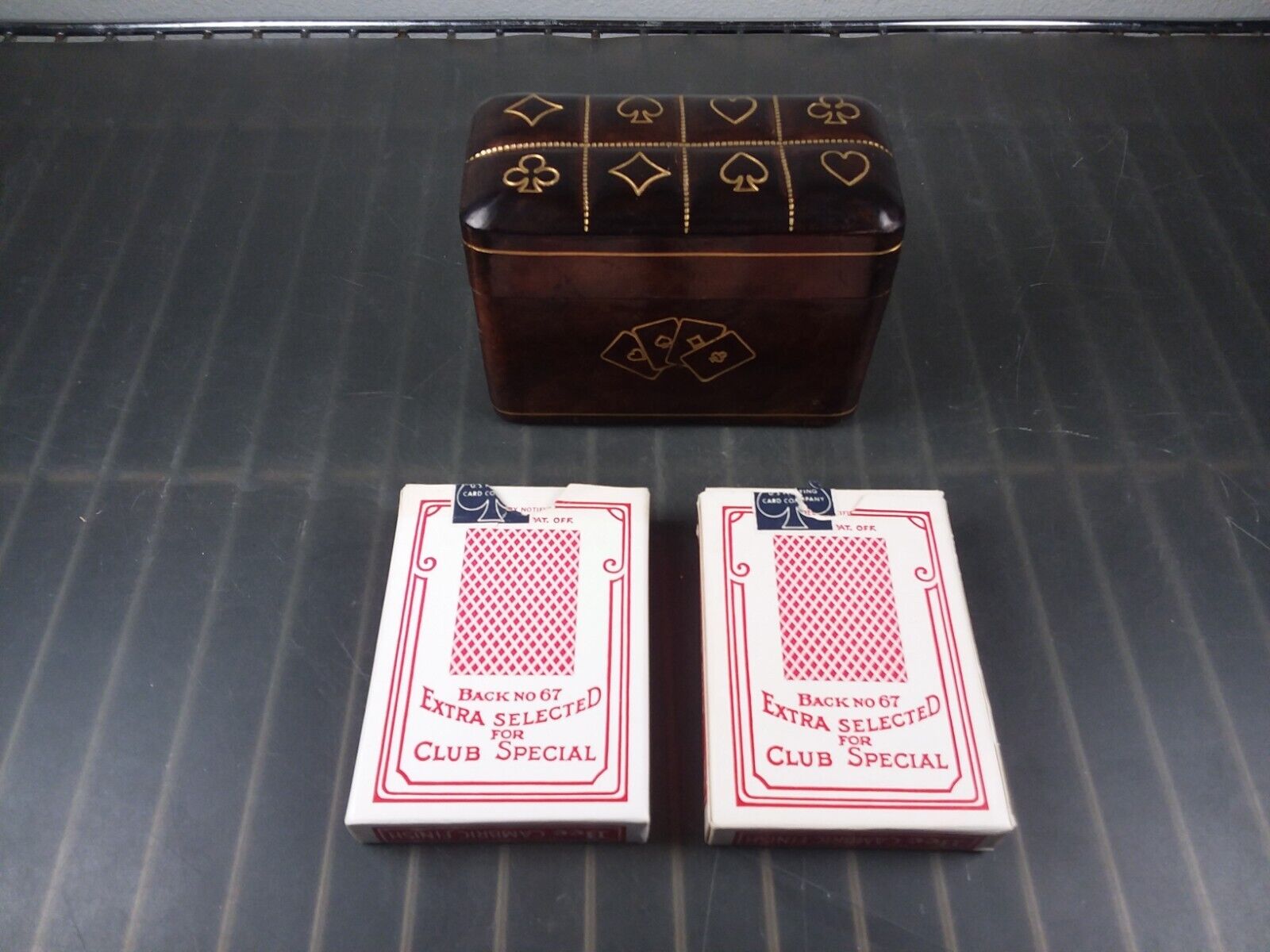 Vintage Italian Leather Florence Two Pack Playing Cards Holder  BEE no92 67 back