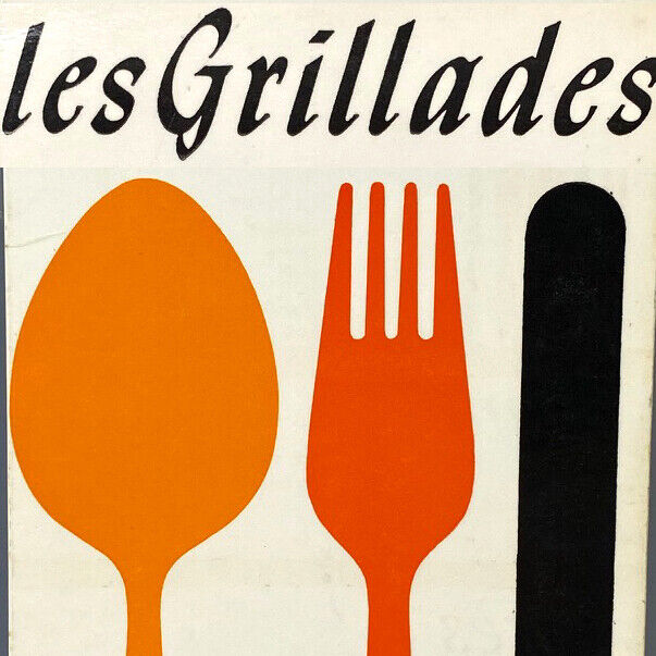 Original Vintage 1960s Les Grillades Grill Restaurant Menu Havas Paris France