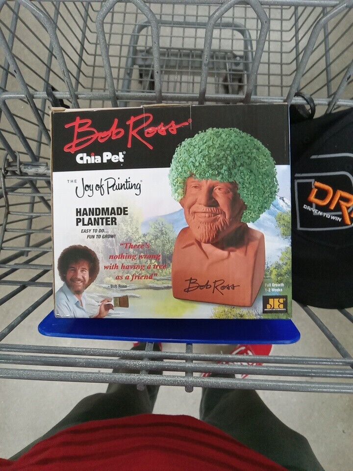 Bob Ross Signature Chia Pet The Joy of Painting Pottery Planter NEW IN BOX