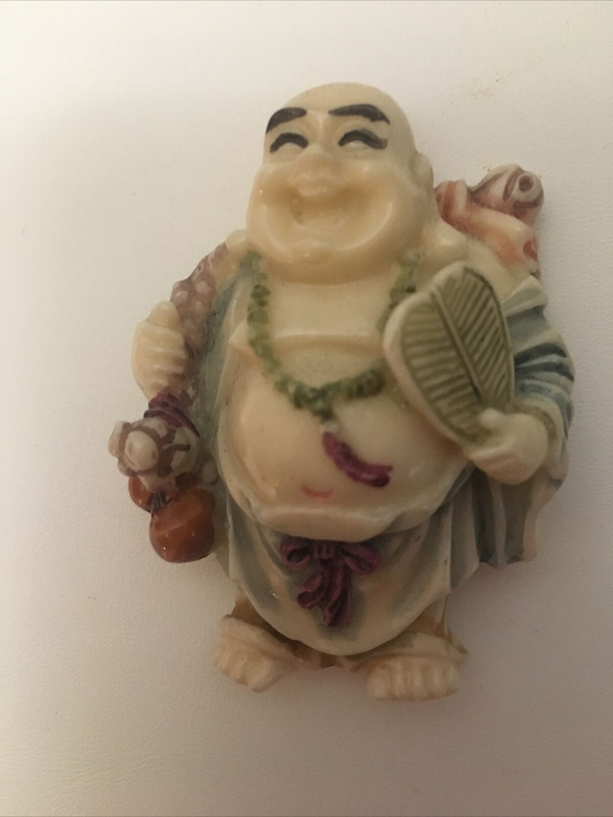 Vintage Laughing Buddha Painted Figurine Sculpture Magnet  2\