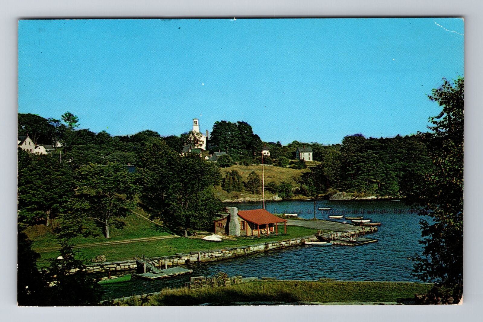 Rockport ME- Maine, Aerial Of Coastal Town, Antique, Vintage Souvenir Postcard