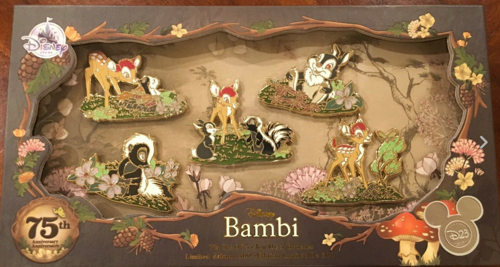 New 2017 D23 Expo Bambi 75th Anniversary Boxed Set of 5 LE 300