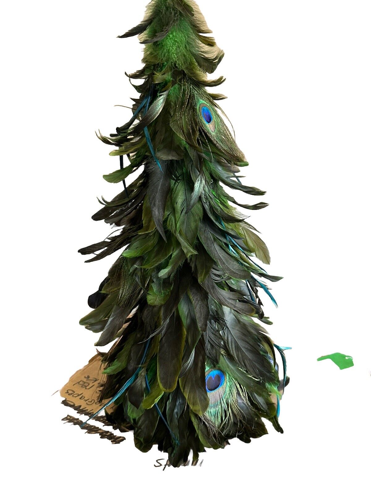Peacock feather bird decorative Christmas or everyday tree.