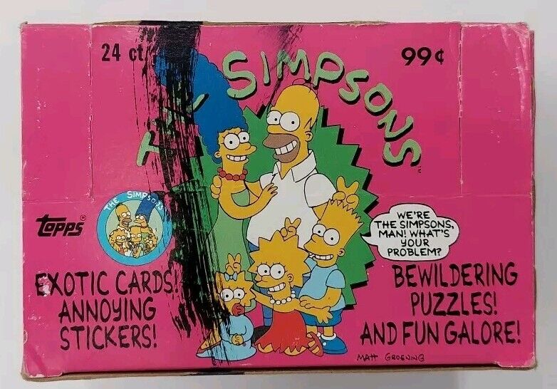 1990 Topps The Simpsons Trading Cards Box With (8) Sealed Jumbo Packs 