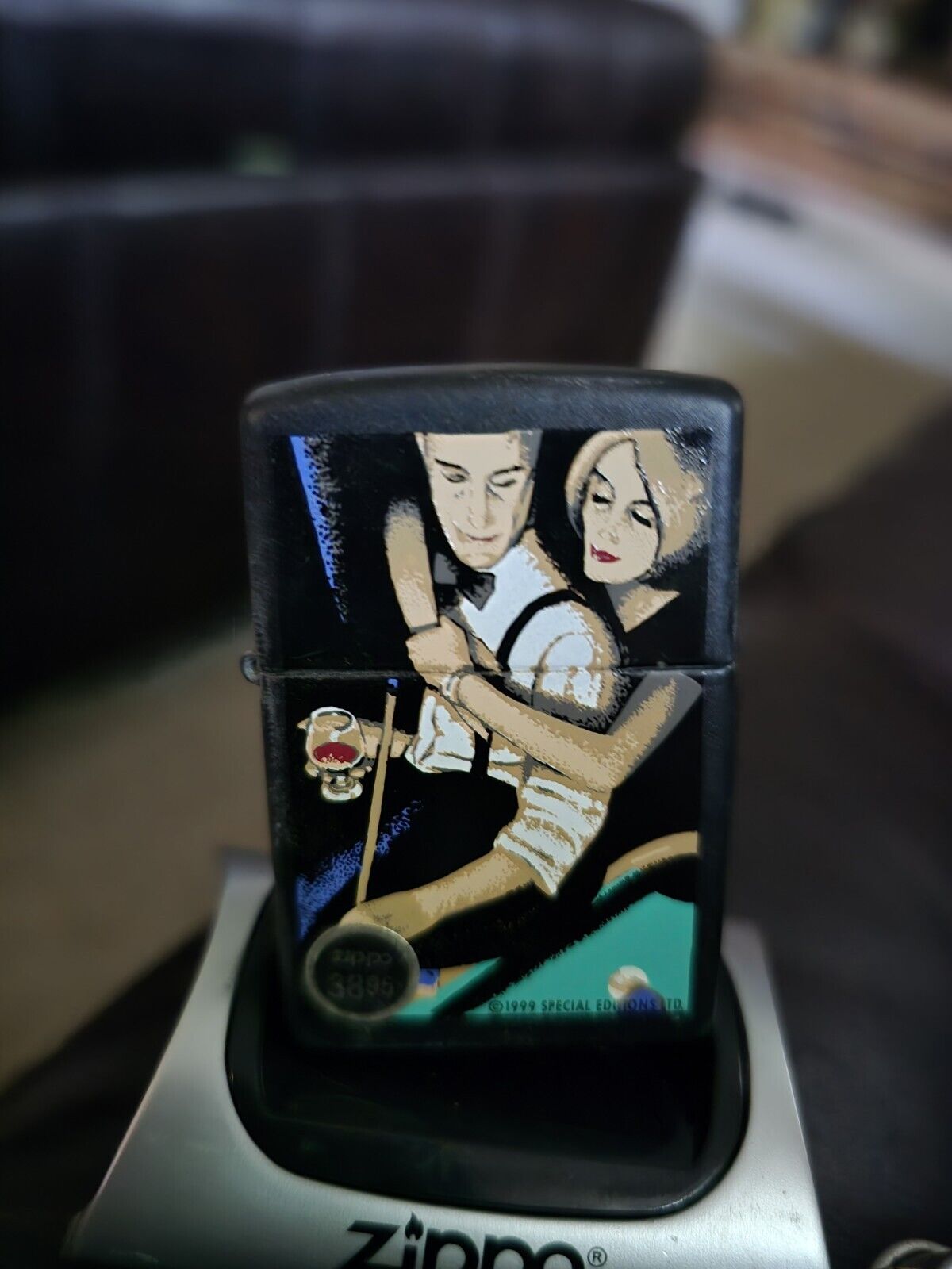 Rare Special Edition 1998 Billiard Pool Player With Girl Zippo