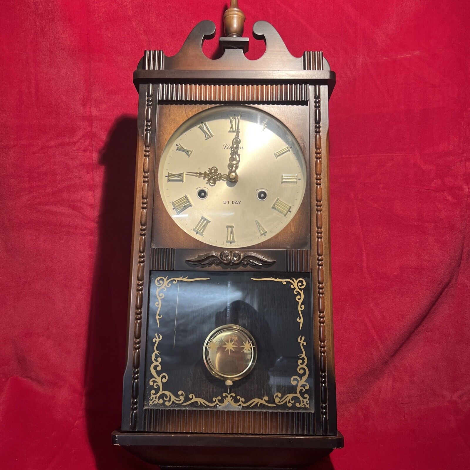 Vintage Linden Chime Wall Clock Model 8052 31-Day Mechanical Key-Wind-JAPAN (R3)