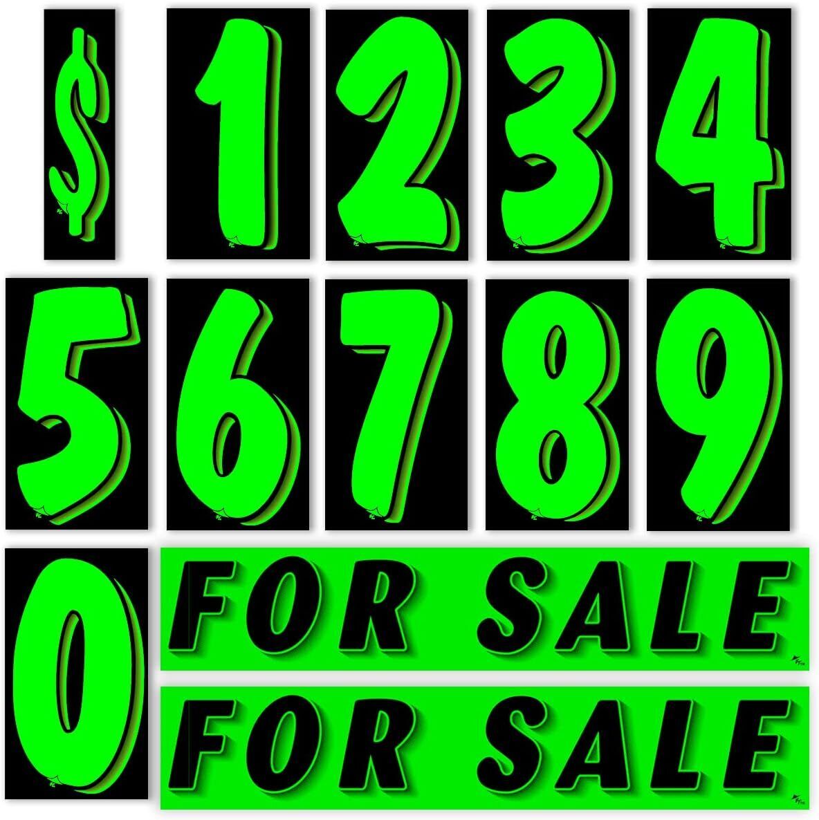 Vinyl Number and Decals 13 Dozen Car Lot Pricing Stickers (Green 2),