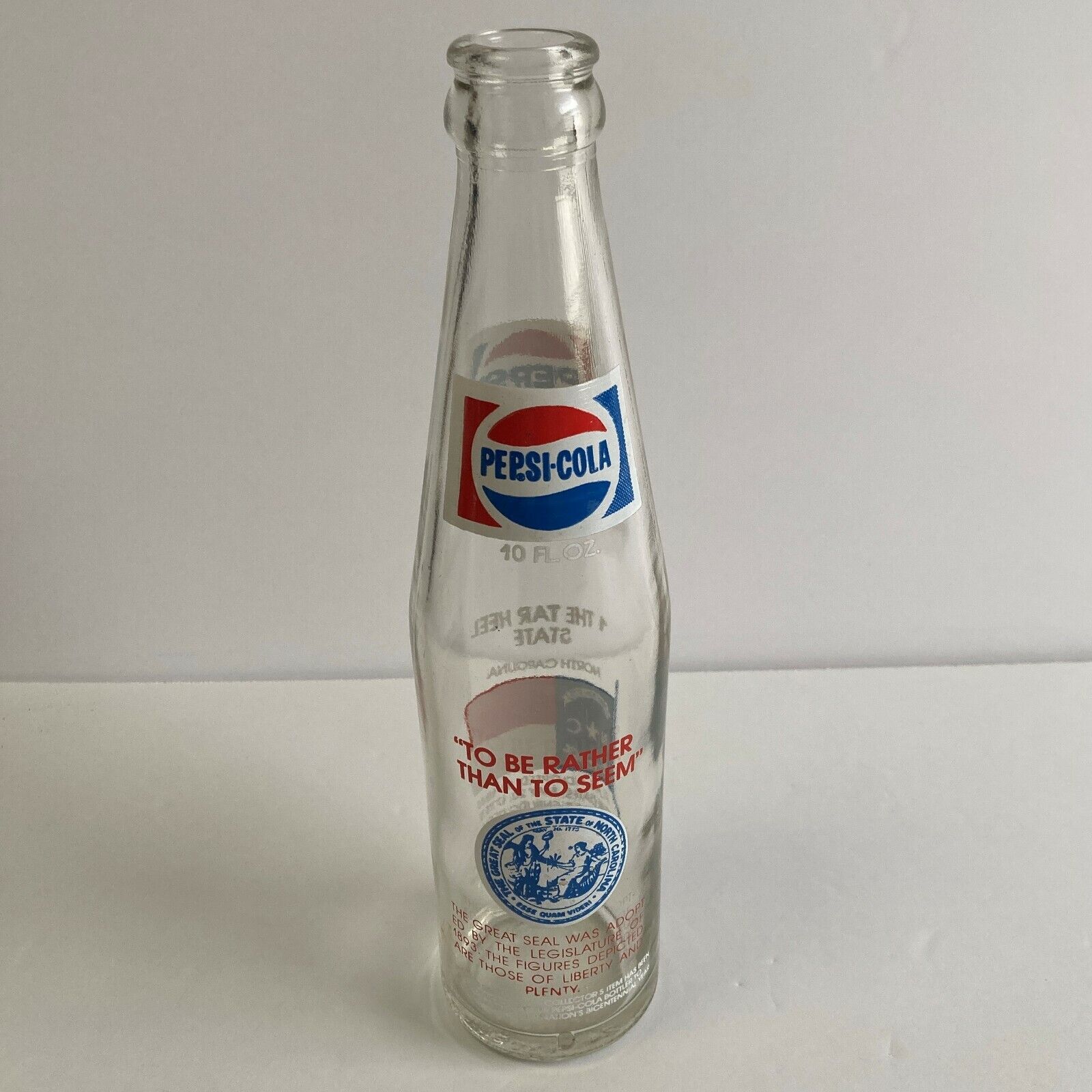 Vintage Tar Heel State Bicentennial Pepsi Cola Bottle L 75 10oz