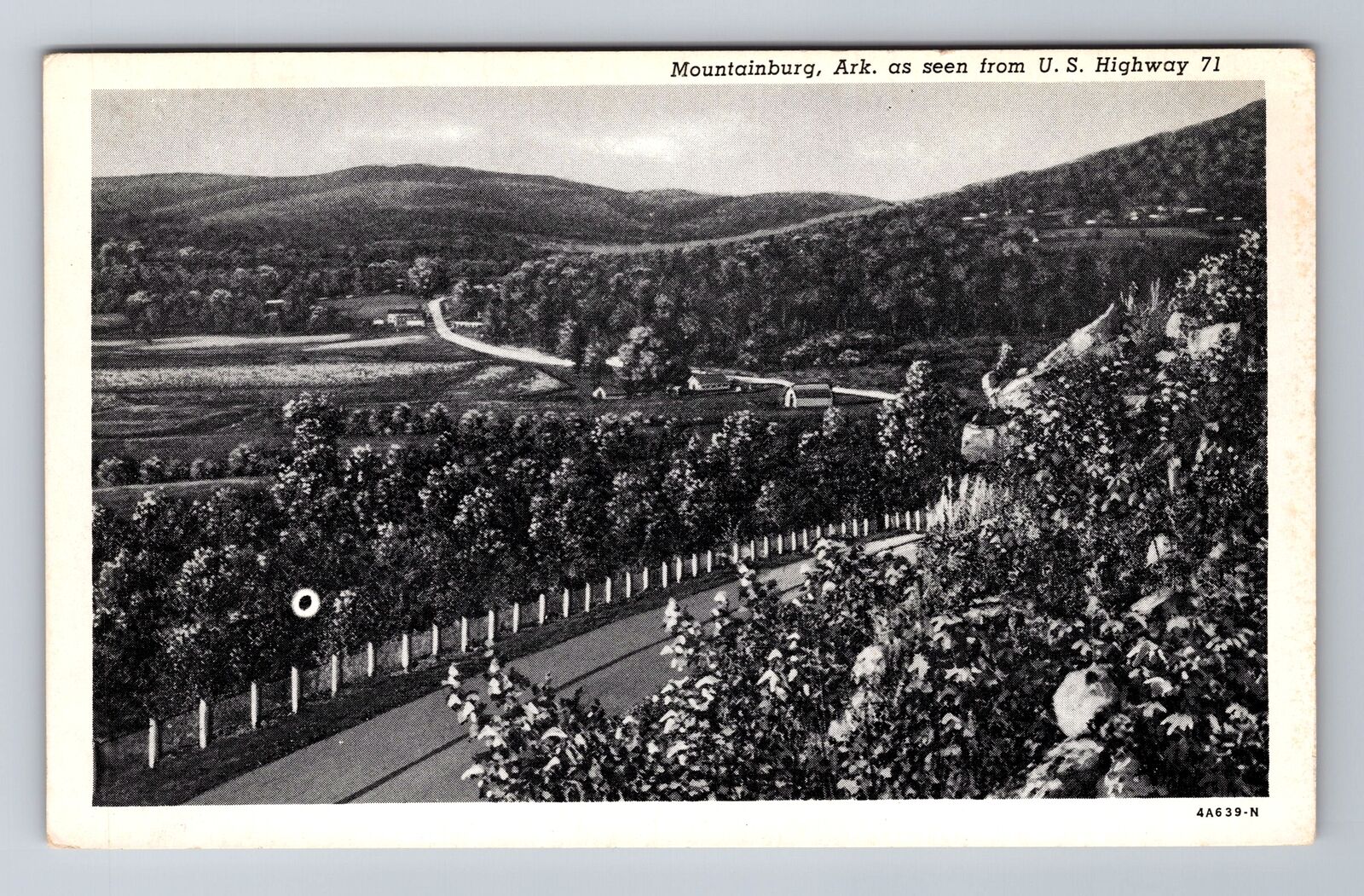 Mountainburg AR-Arkansas, Aerial View Mountainburg, Antique Vintage Postcard