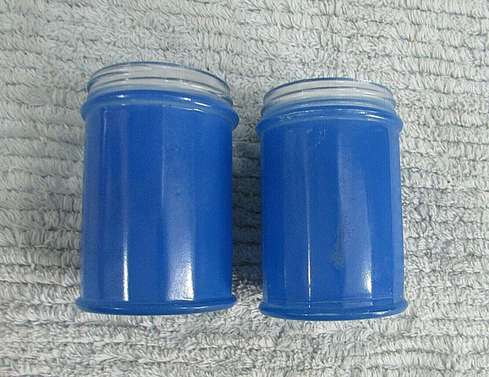 Pair Vintage GEMCO USA Blue on Clear Glass Restaurant Ware Salt Pepper Shakers