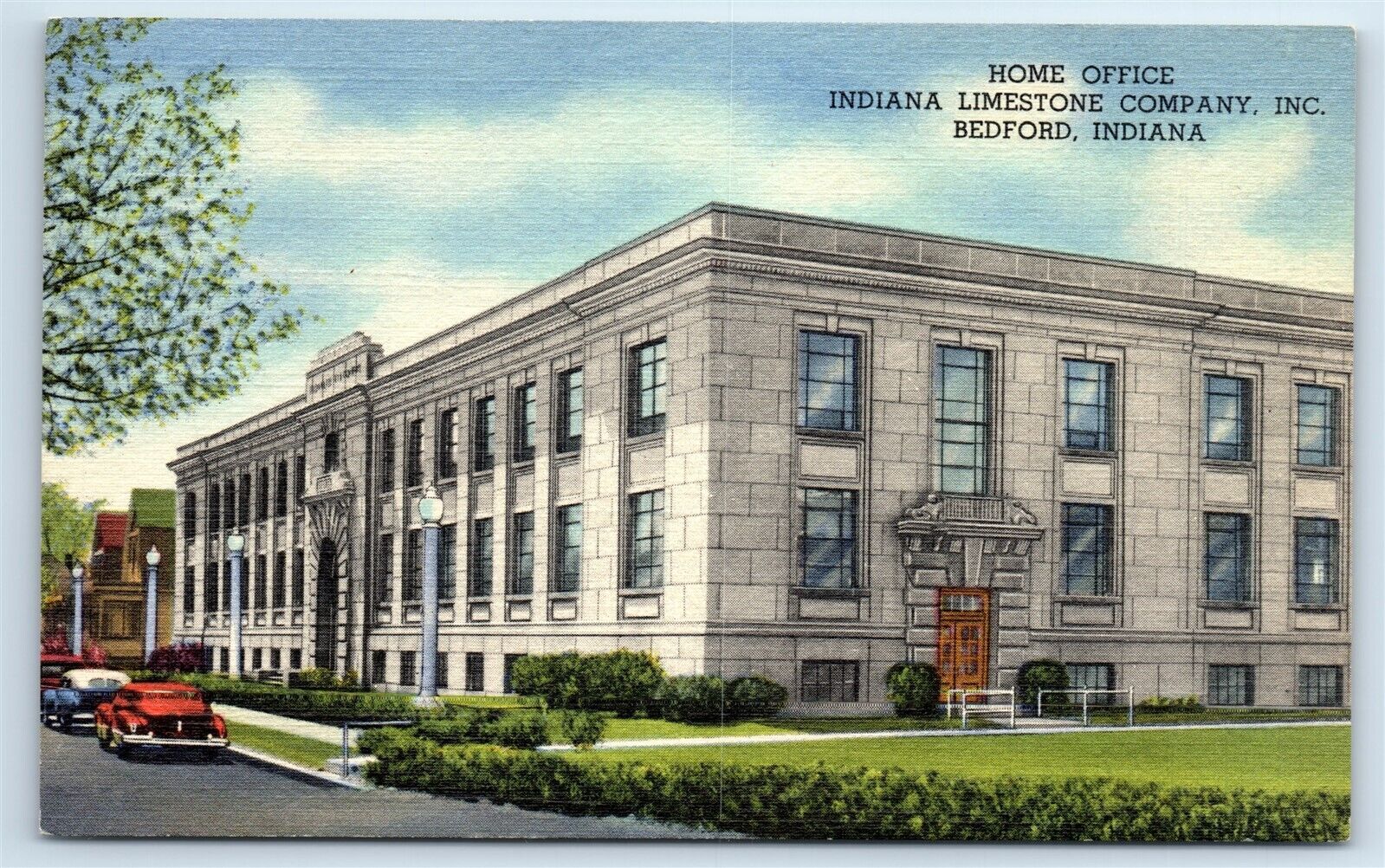 Postcard Home Office, Indiana Limestone Co, Bedford IN linen H164