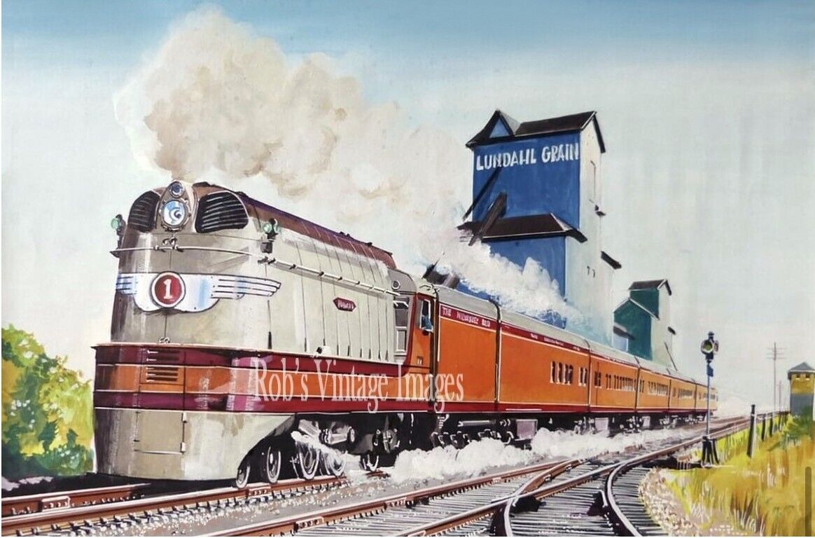 1935 Milwaukee Road Hiawatha Poster Art Print CMSP Train Atlantic 1 Railroad Lg