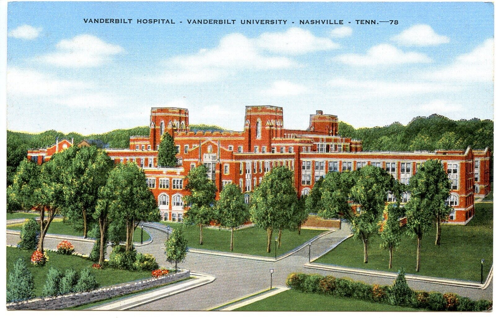 Vanderbilt University Hospital Nashville Tennessee Vintage Linen Postcard