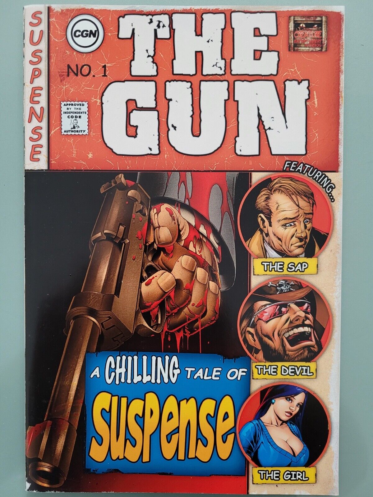 THE GUN #1 (2011) CREATURE ENTERTAINMENT COMICS RARE COVER B VARIANT COVER NM