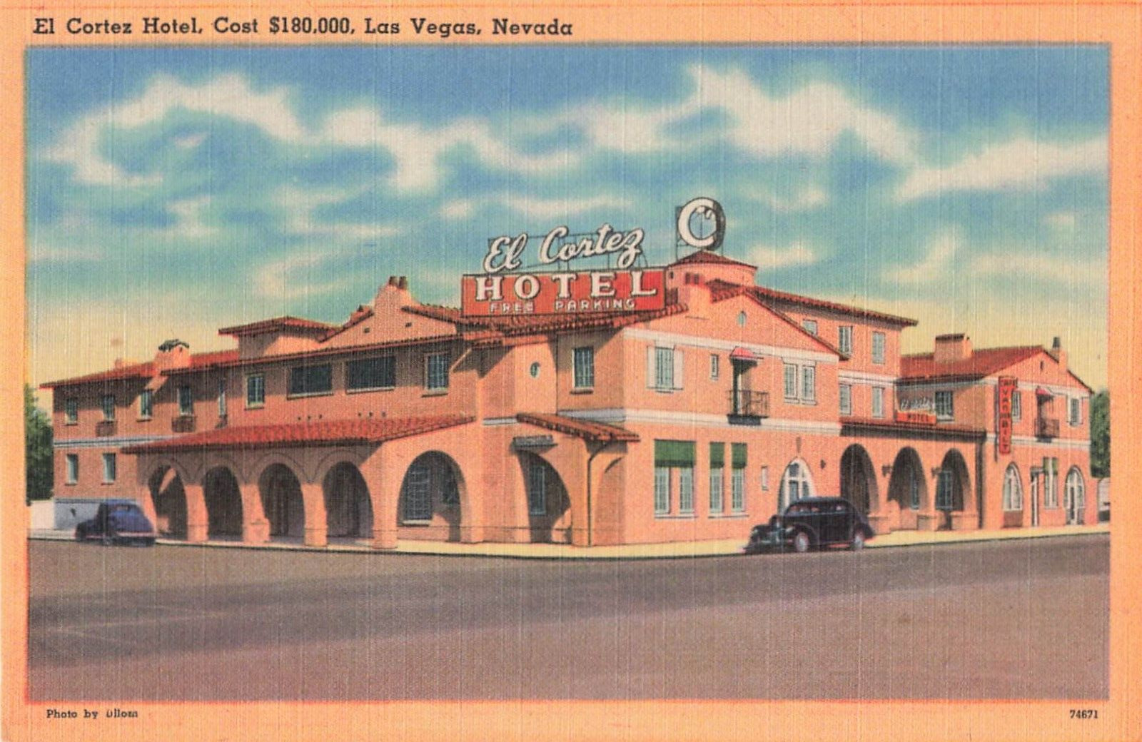 Postcard El Cortez Hotel Cost $180,000 Las Vegas, Nevada Linen Vintage