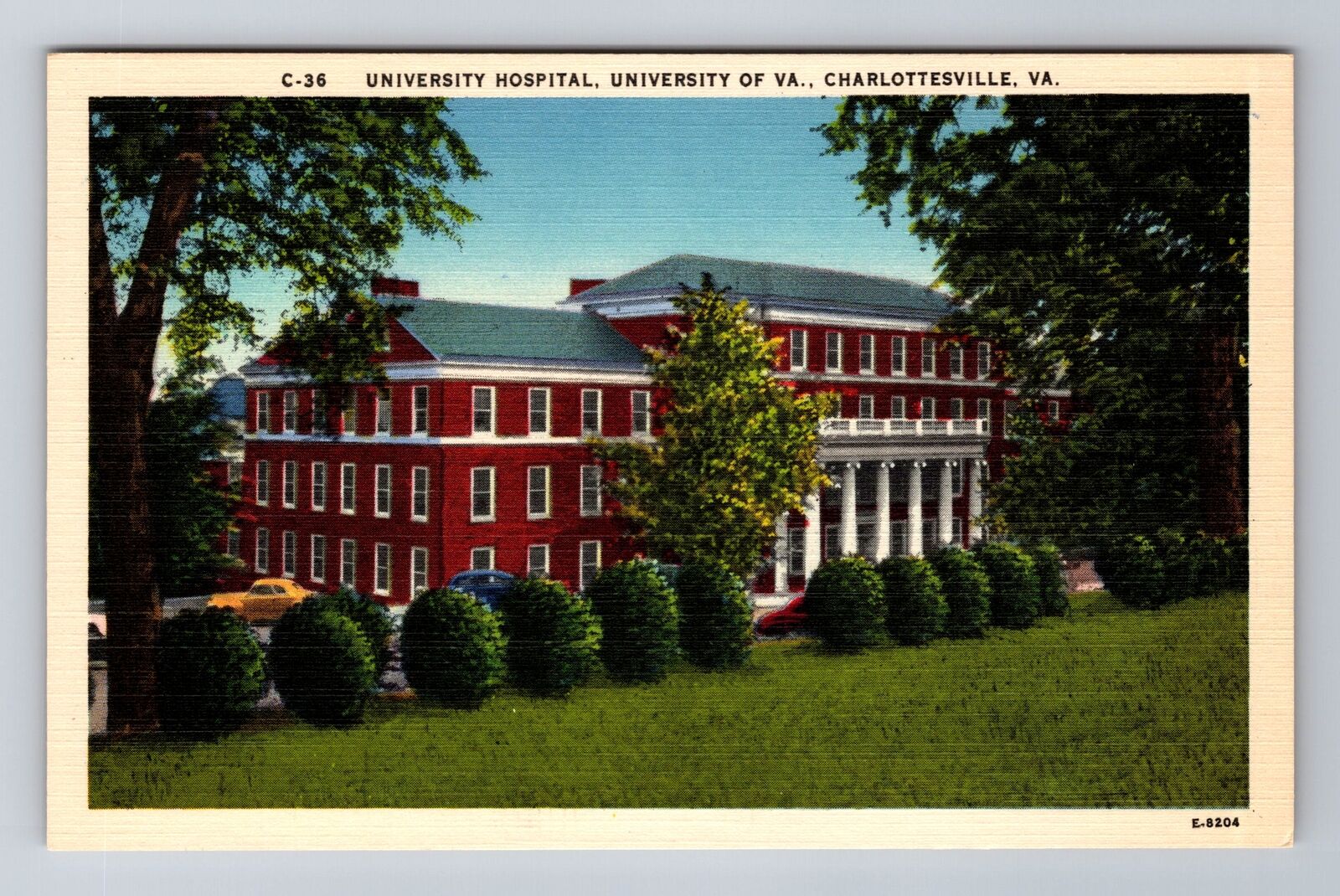 Charlottesville VA-Virginia, University Hospital, Antique, Vintage Postcard