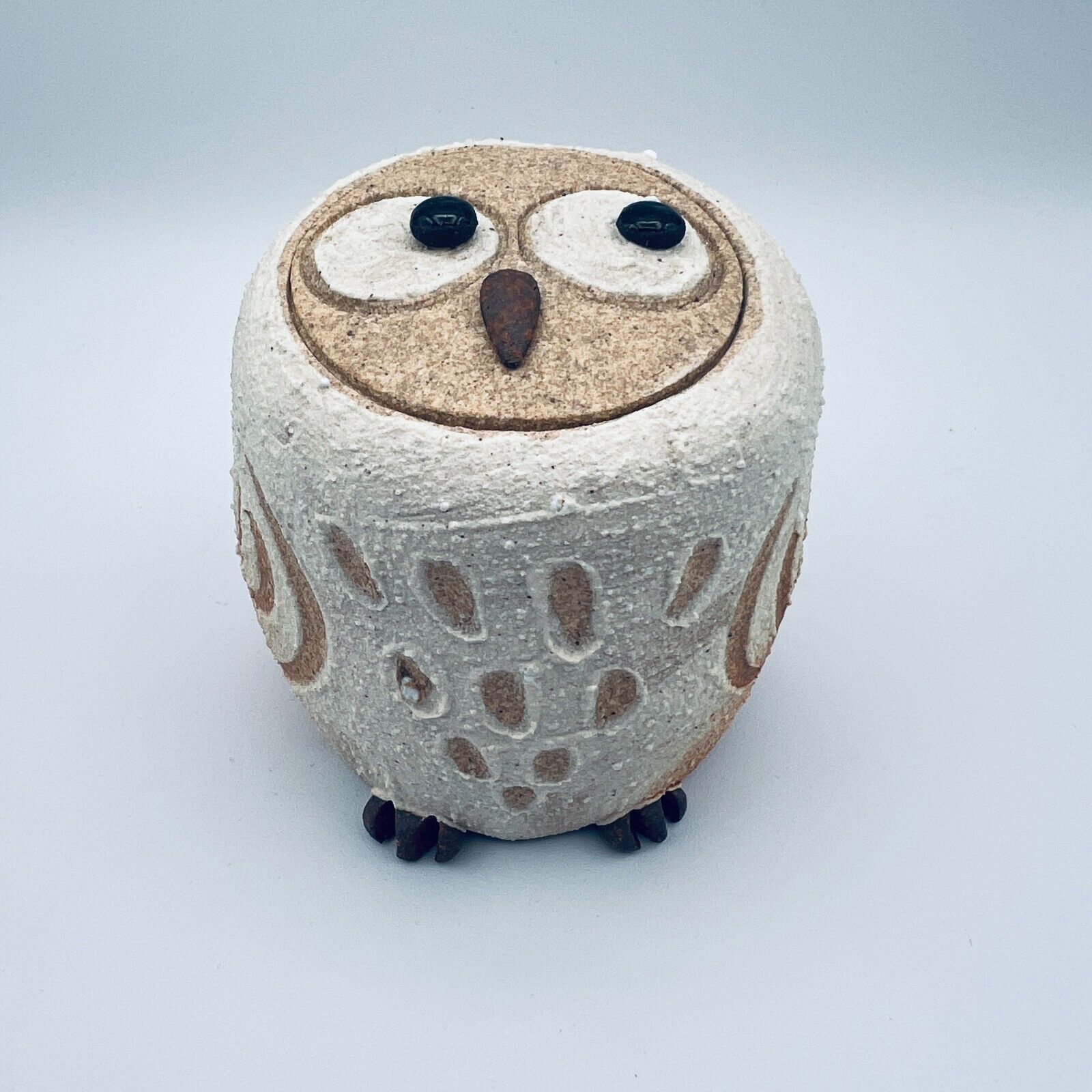 Shigaraki Ware Hechimon Pottery Owl Japanese Kyorori White Owl Animal Ornament