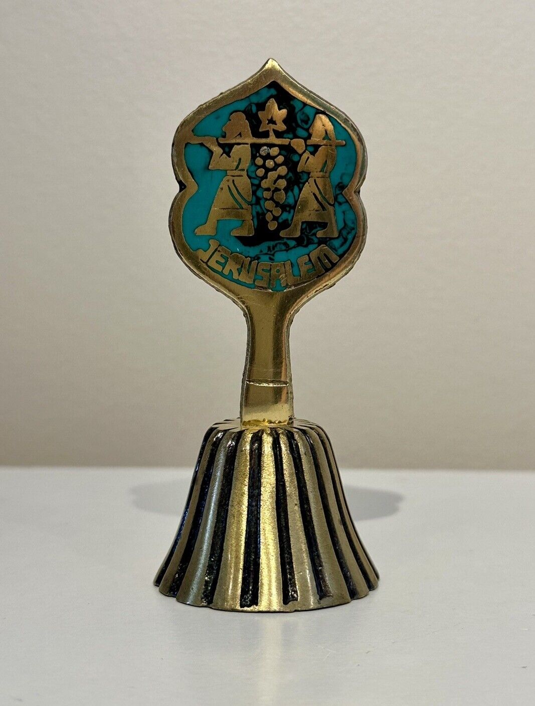 Vintage Jerusalem Grapes Zion Grapes Brass Bell Judaica Art Holy Land