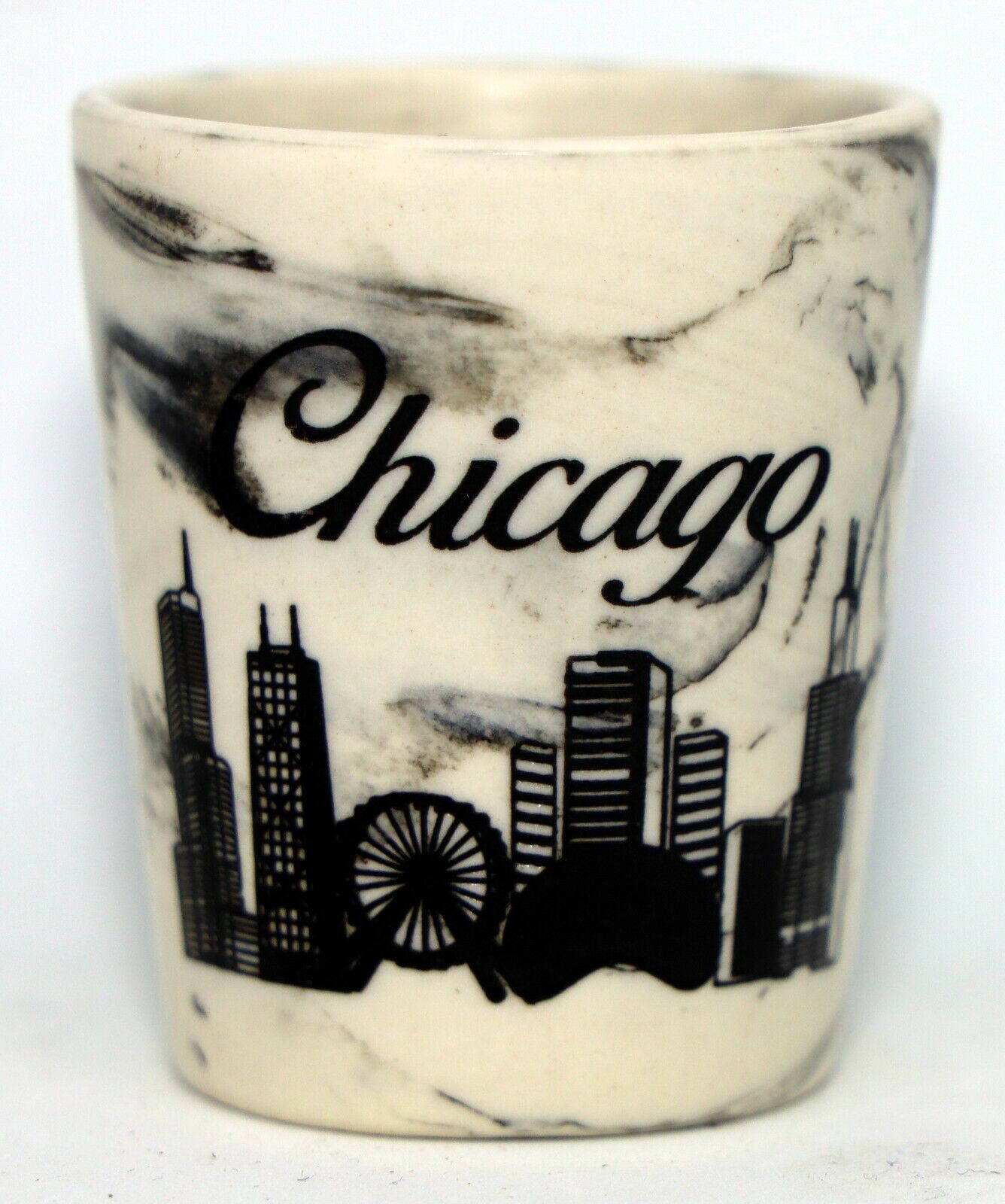 Chicago Illinois White Marble Ceramic Shot Glass