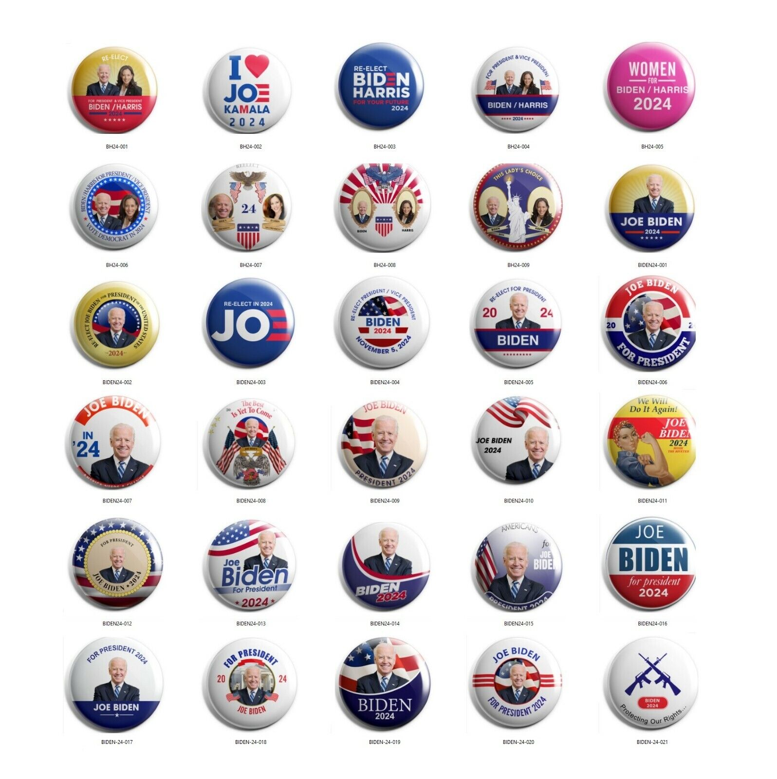 Joe Biden 2024 Campaign Button 30-Pack (BH-24-30-ALL)