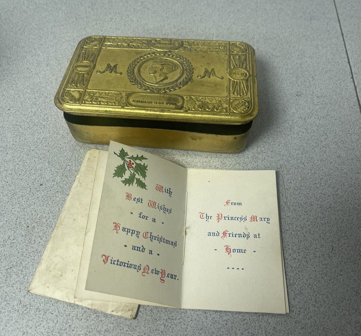 WW1 Princess Mary Christmas 1914 Gift Tin & Gift Card World War One ORIGINAL