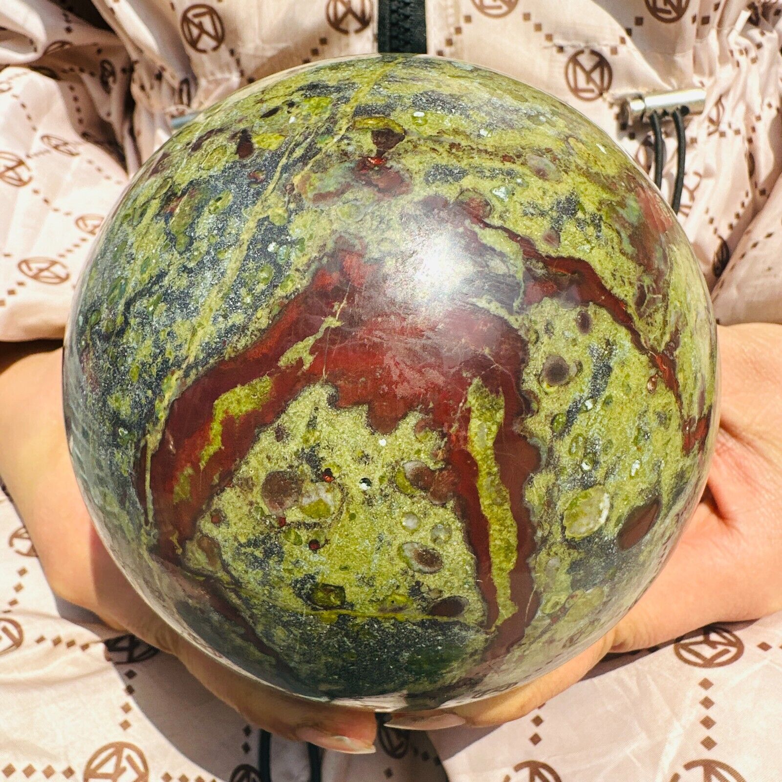 5.72LB Natural dragon blood stone quartz sphere crystal ball reiki healing2600g