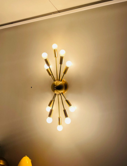 10 Lights Modern Brass Wall Fixture Lamp Handmade Polish Brass Sputnik Light