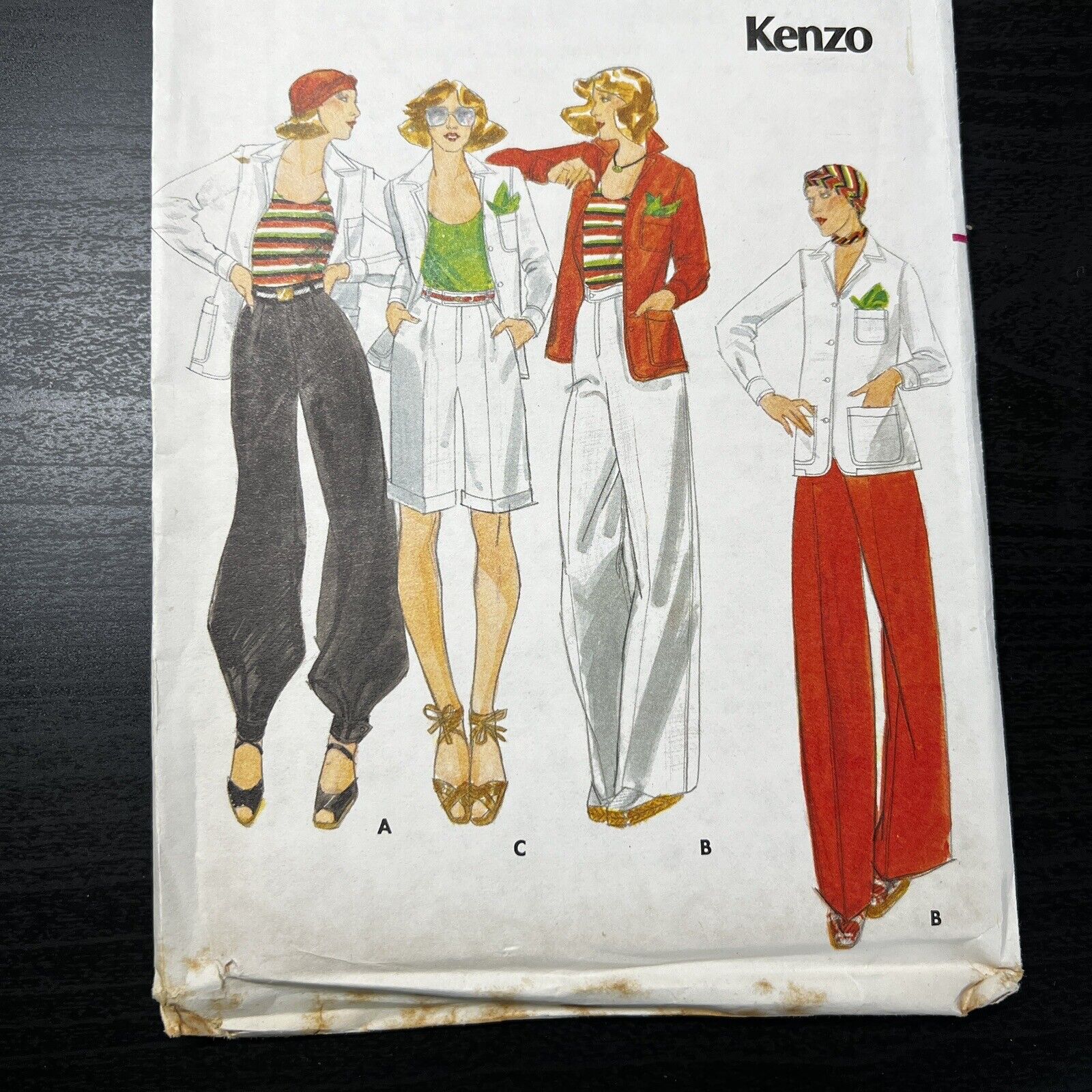 Vintage 1970s Butterick 4793 Kenzo Jacket Pants + Shorts Sewing Pattern 8 UNCUT