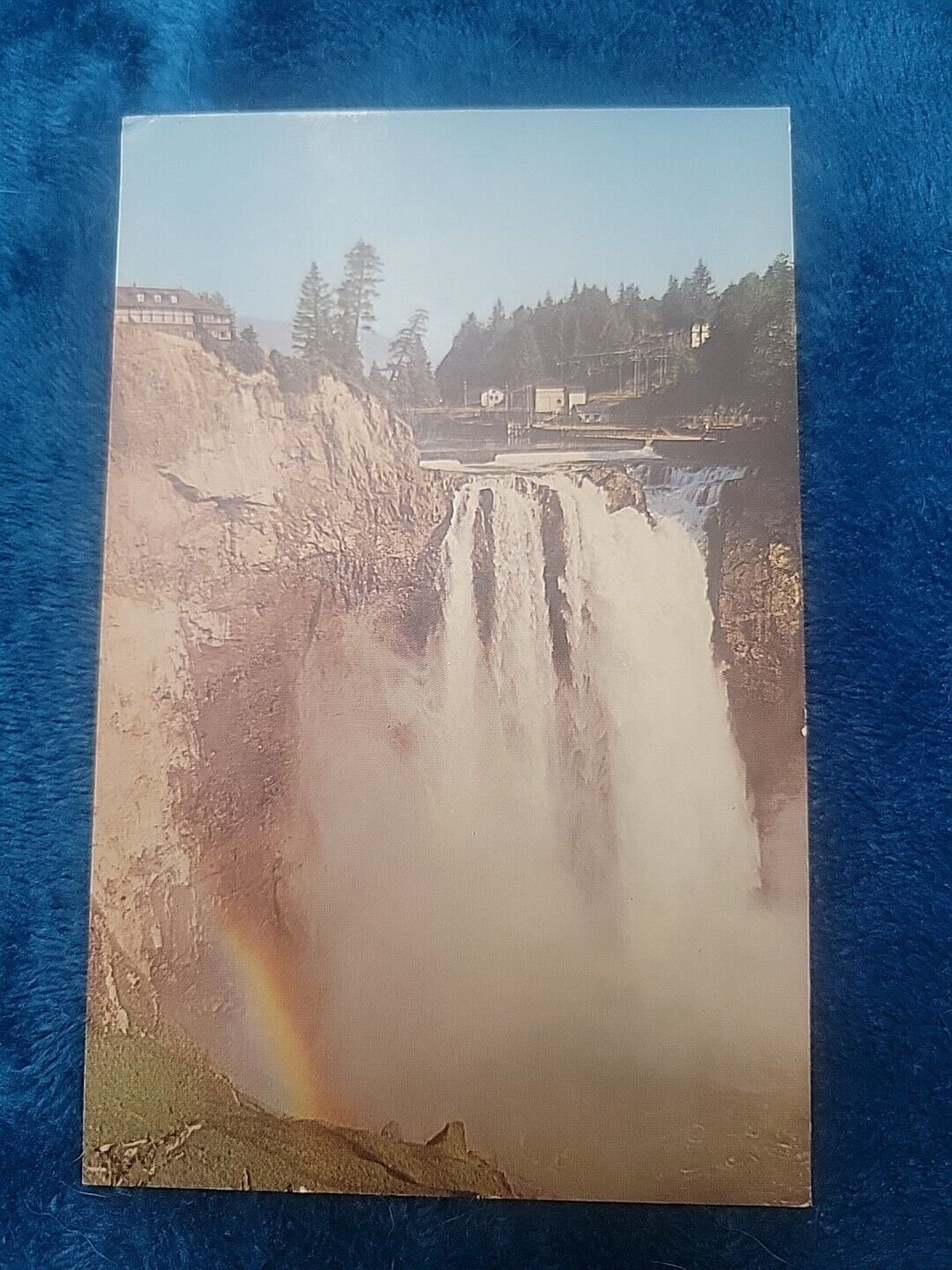 vintage postcard washington state snoqualmie falls and rainbow