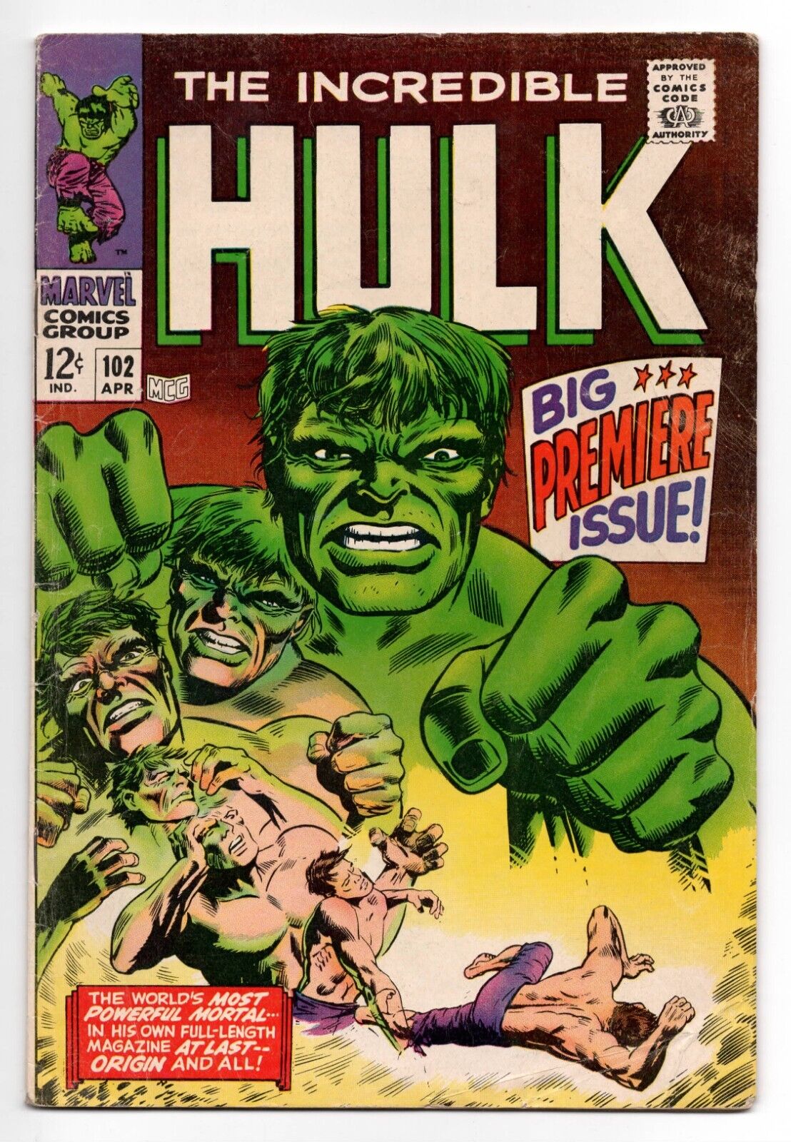 Incredible Hulk #102 (Marvel 1968) Big Premiere Issue Origin Retold | VG/FN 5.0