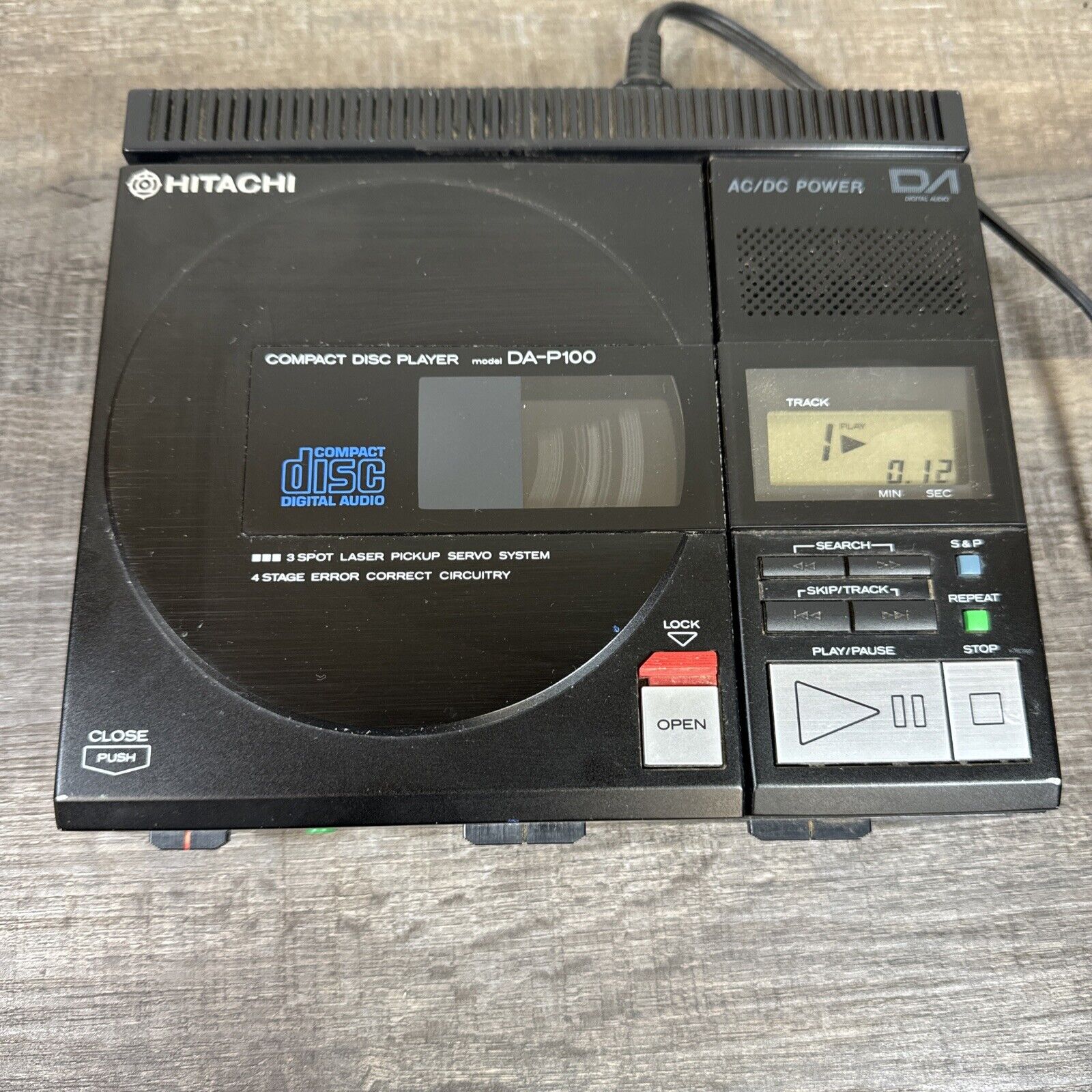 Rare VTG Hitachi DA-P100 CD Player Tested Working Japan 1986 (Plz READ) (Video)