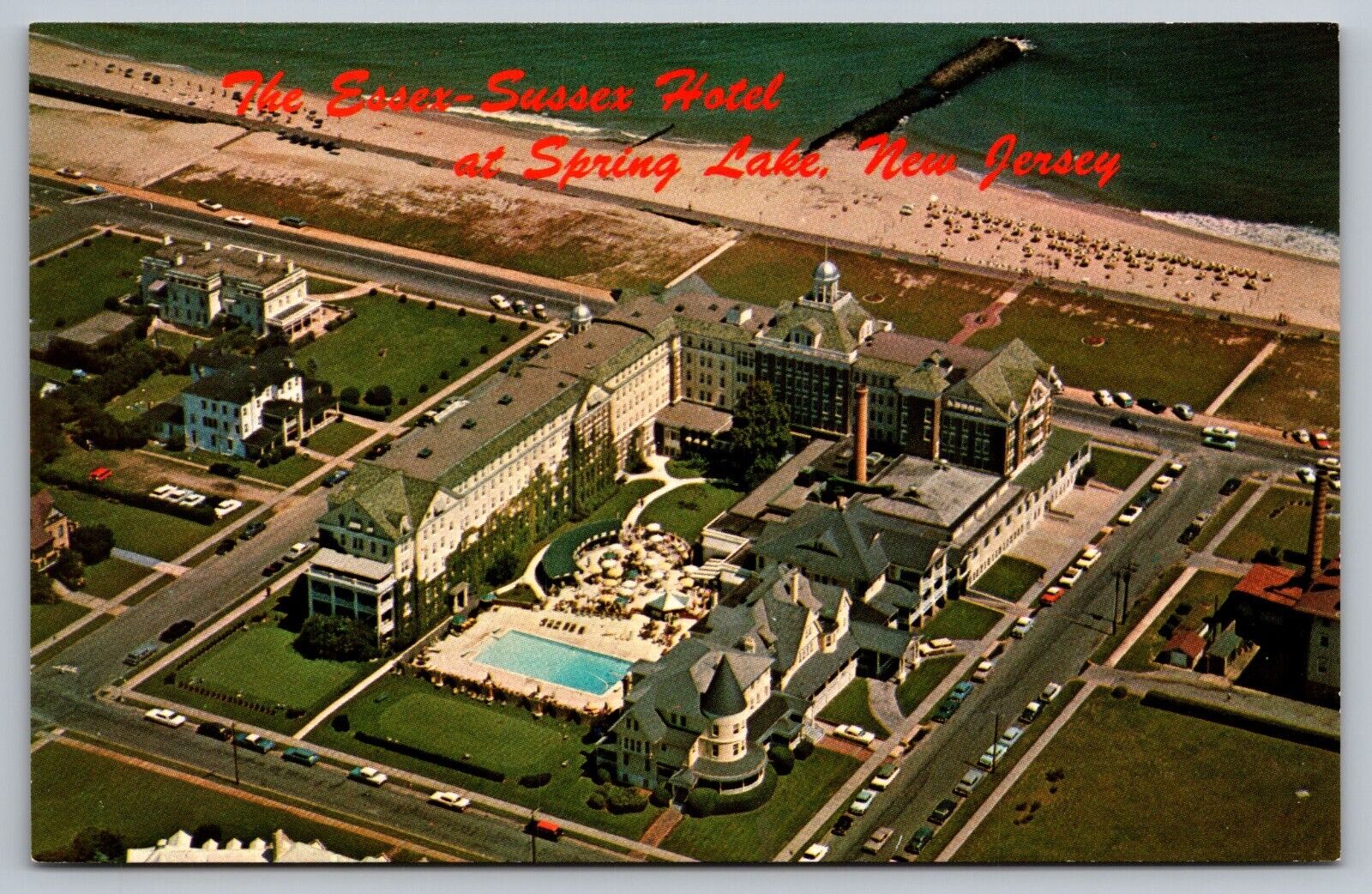 The Essex-Sussex Hotel Spring Lake New Jersey Vintage Postcard c1970–Really Nice