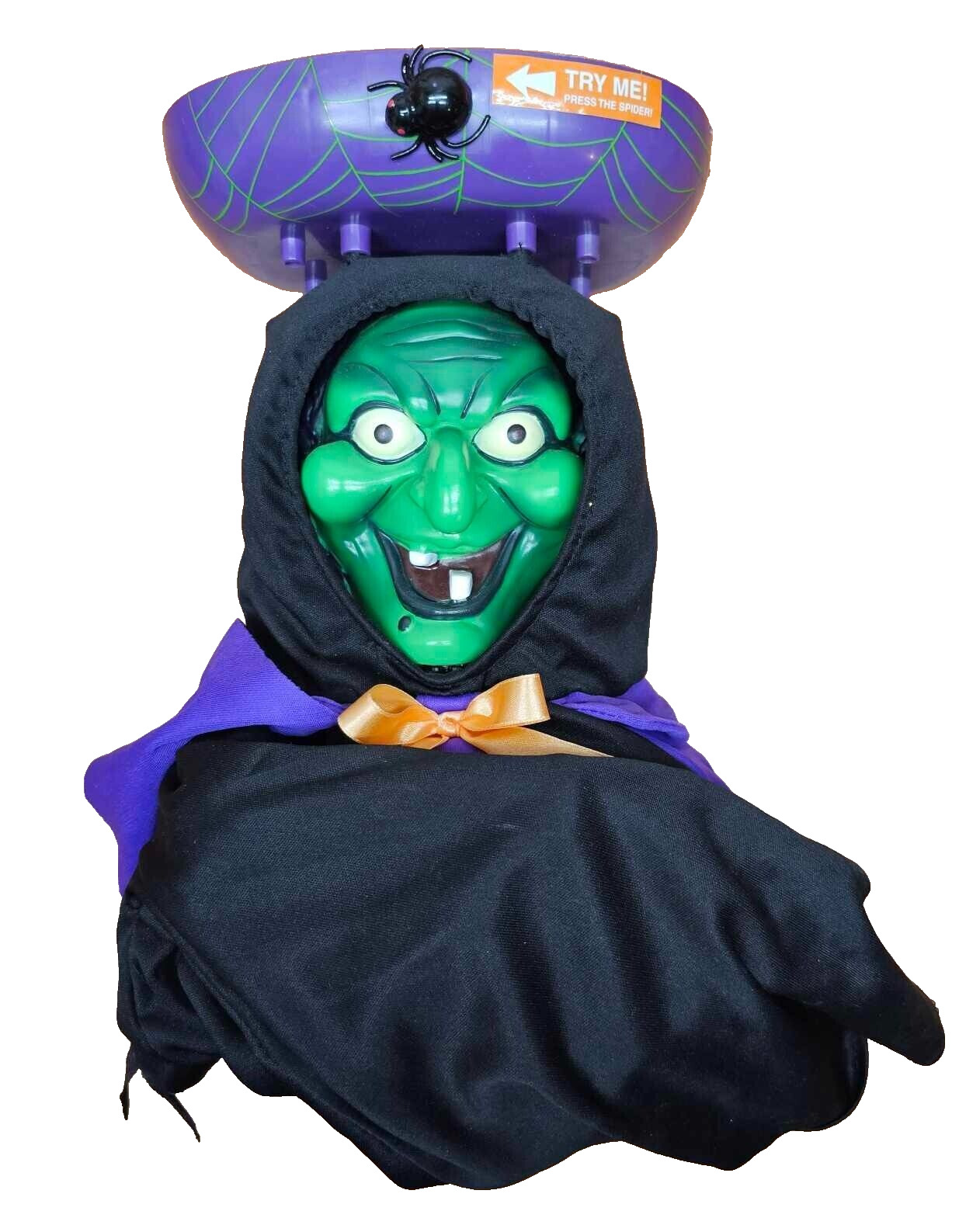 Gemmy Animated Talking Witch Candy Dish Changes Faces Halloween(READ DESC)