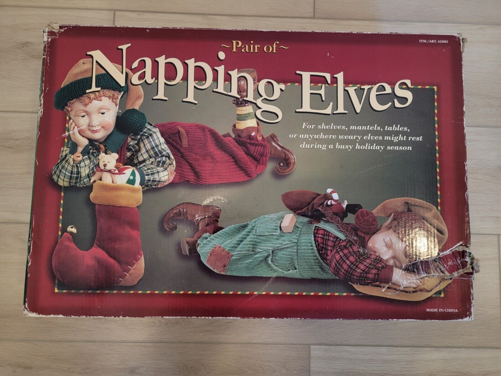 Pair of Napping Elves Christmas Decor Posable Elf Holiday Decoration