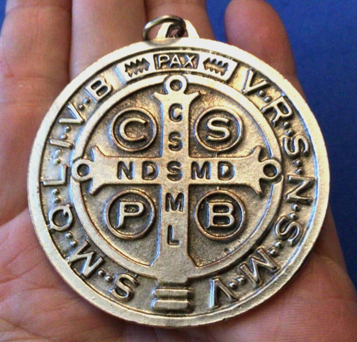 Large St BENEDICT Medal 2-1/4” Protection Oxidized Metal Saint Medal