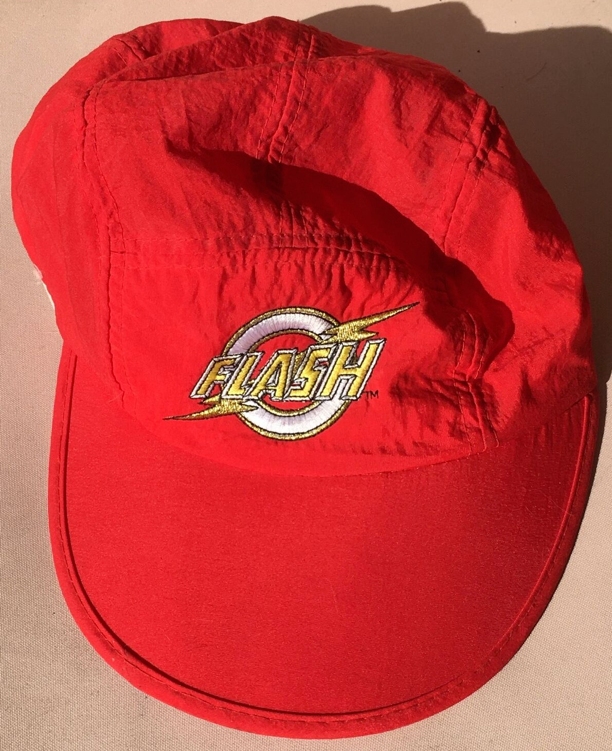 Vtg DC Comics Flash Gordon Logo Strap Back Hat Cap Red WOW