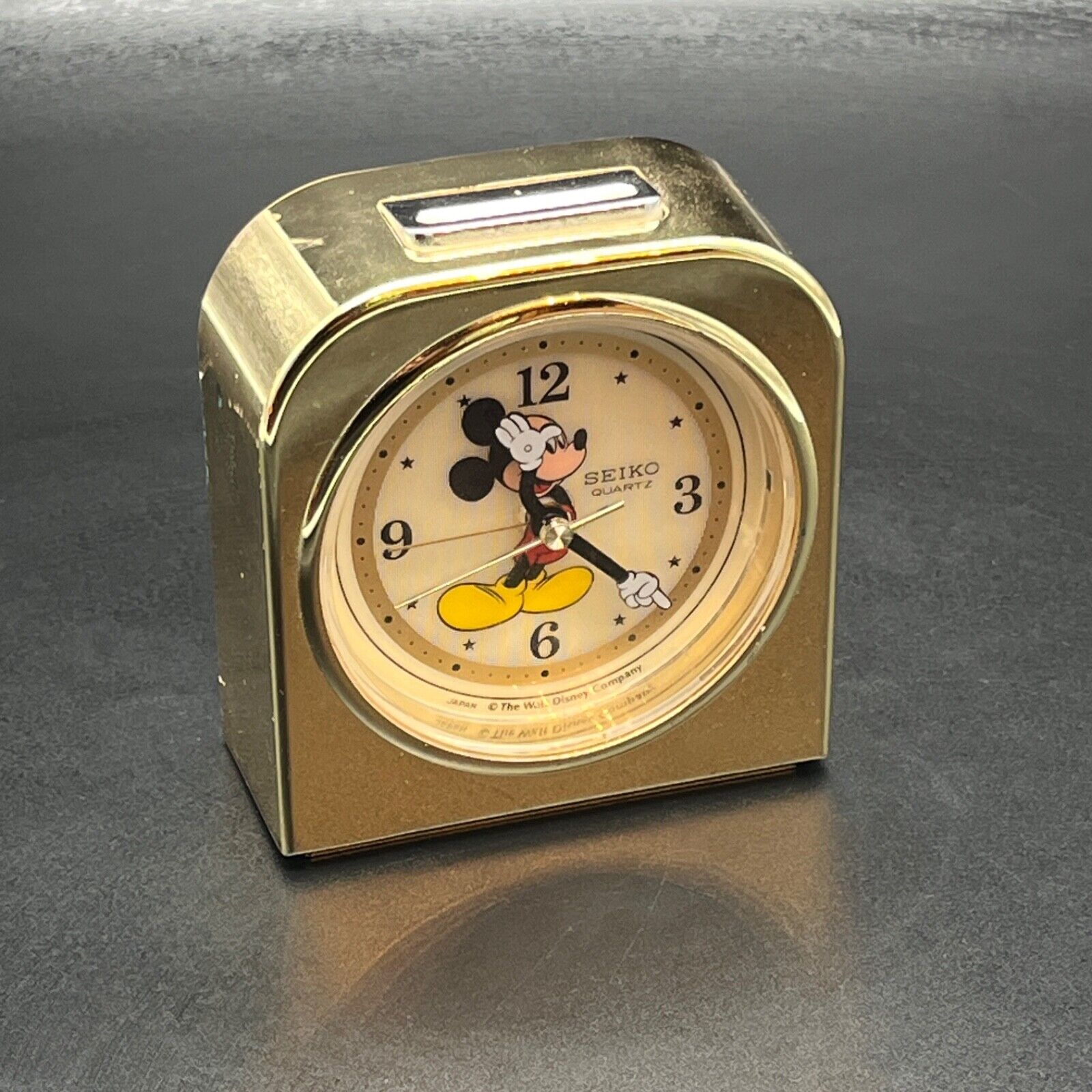 Seiko Quartz Disney Mickey Mouse Gold Alarm Clock Vintage (Not working - READ)