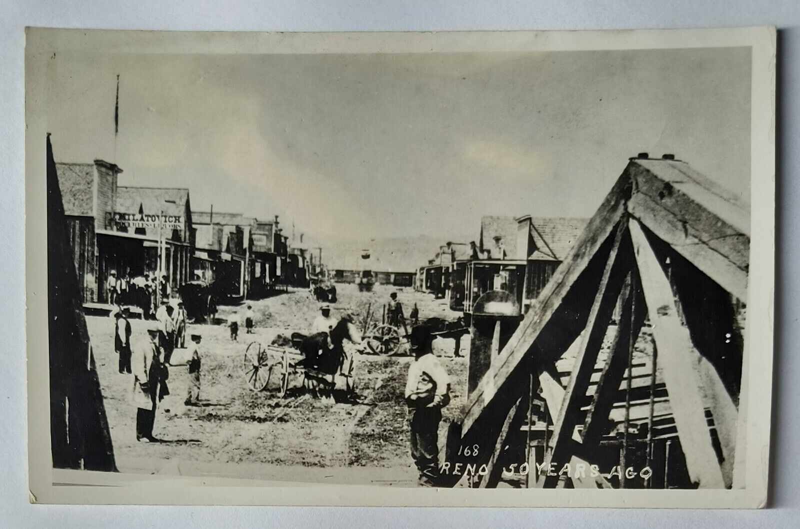 RPPC Reno NV Nevada Bridge Looking North 50 Years Ago in 1868 Postcard A2